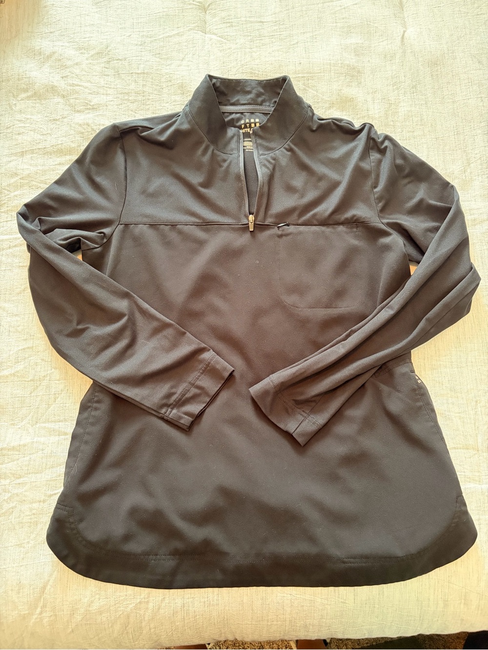 Women's Black Quarter-Zip Longsleeve Scrub Top